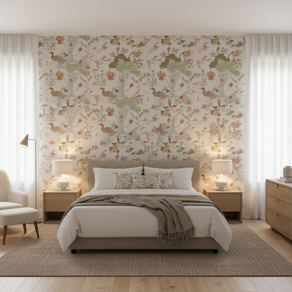 Luzon Print Apricot — Bedroom Room Setting