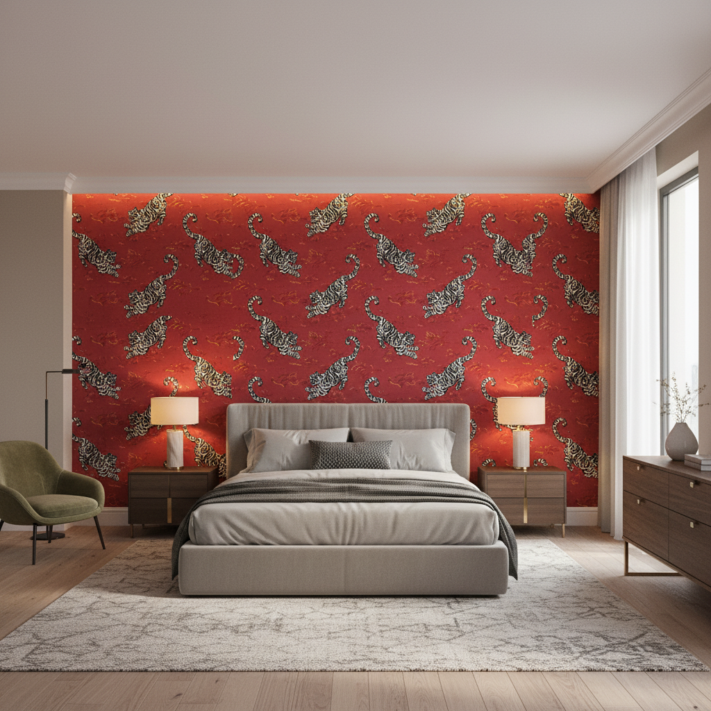 Bongol Velvet Crimson — Bedroom Room Setting