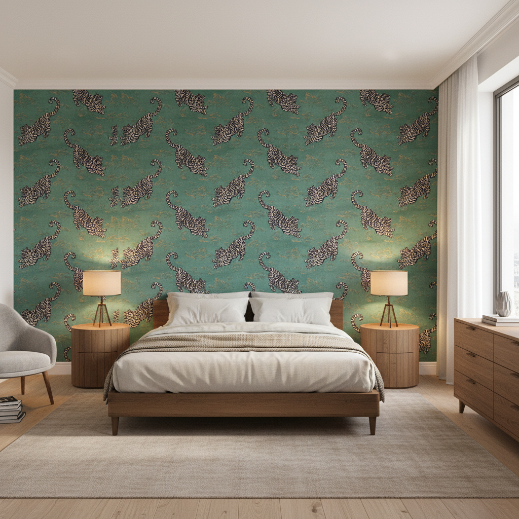 Bongol Velvet Jade — Bedroom Room Setting