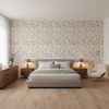 Eldora Print Flax — Bedroom Room Setting