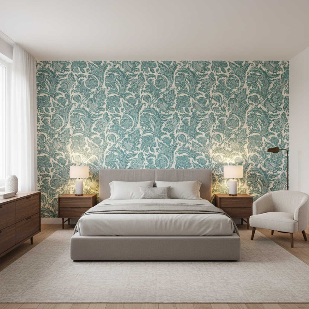 Marion Print Aegean — Bedroom Room Setting
