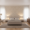 Acanthus Damask Pearl — Bedroom Room Setting
