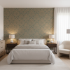 Acanthus Damask Blue — Bedroom Room Setting