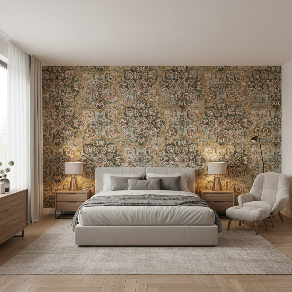 Granada Print Bronze — Bedroom Room Setting