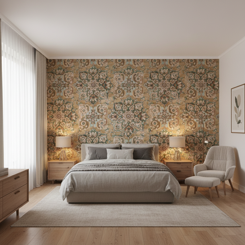 Granada Print Bronze — Bedroom Room Setting