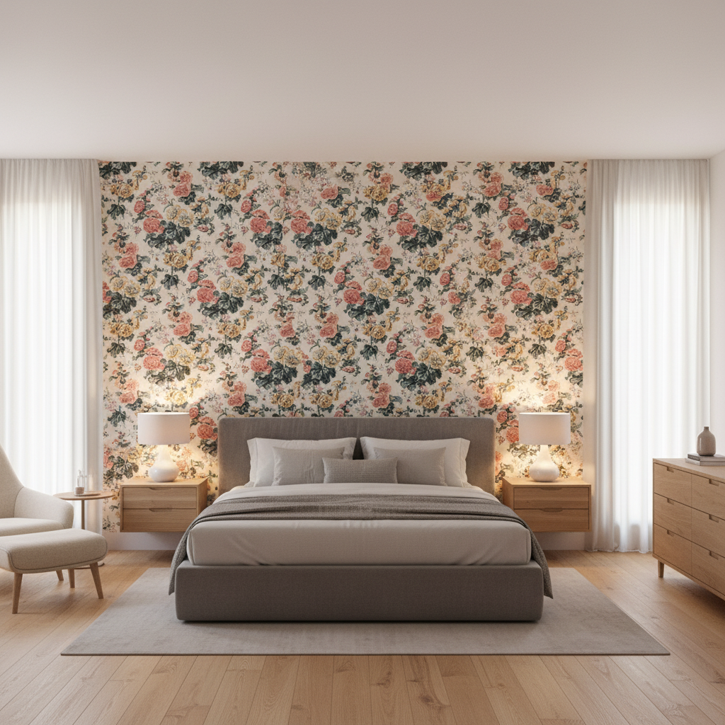 Upton Cotton Tea/Rose — Bedroom Room Setting