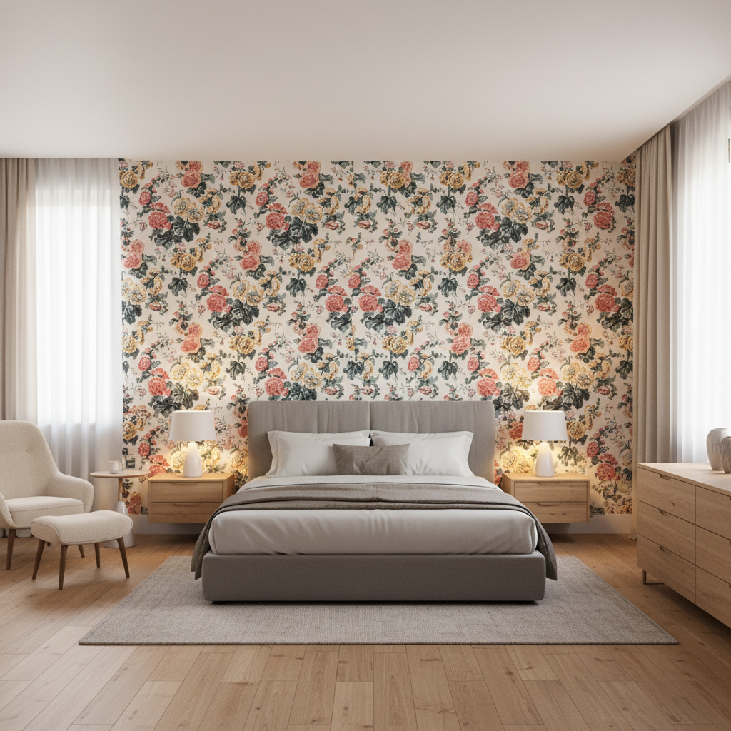 Upton Cotton Tea/Rose — Bedroom Room Setting