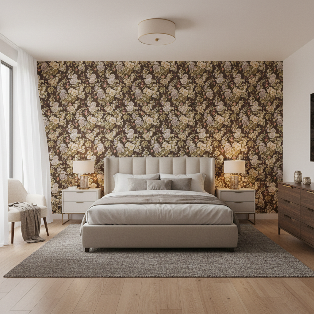 Upton Cotton Java/Moss — Bedroom Room Setting
