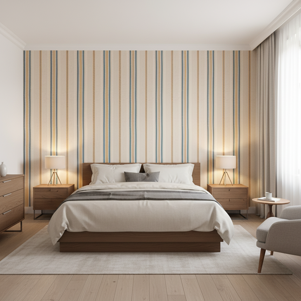Nautique Emb Denim/Gold — Bedroom Room Setting