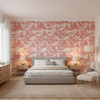 Pagoda Toile Garnet — Bedroom Room Setting