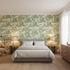 Pagoda Toile sage green — Bedroom Room Setting