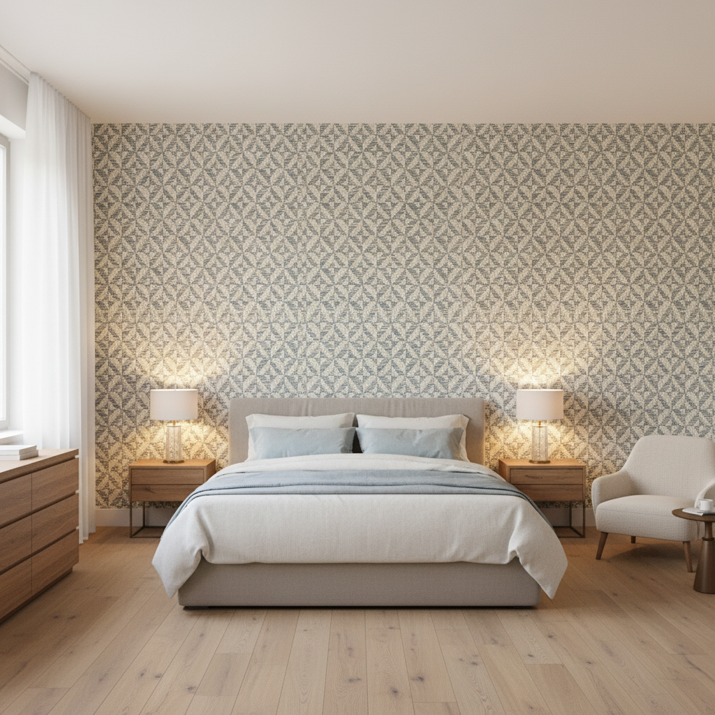Triana Weave Sky — Bedroom Room Setting