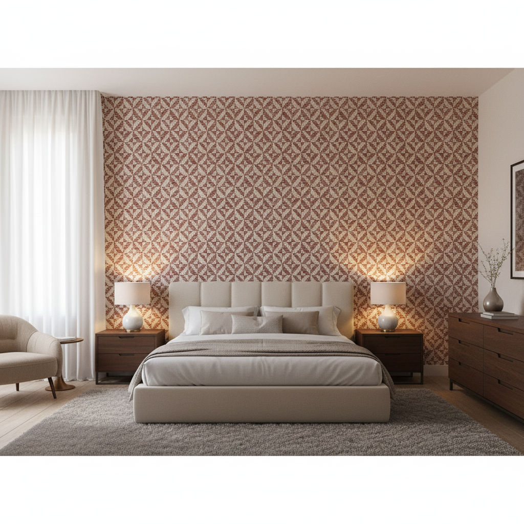 Triana Weave Brick — Bedroom Room Setting