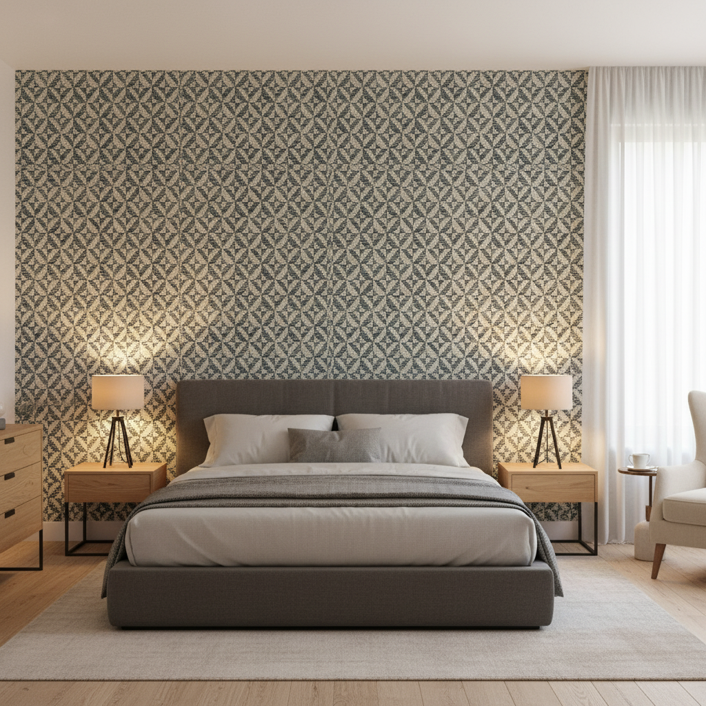 Triana Weave Denim — Bedroom Room Setting