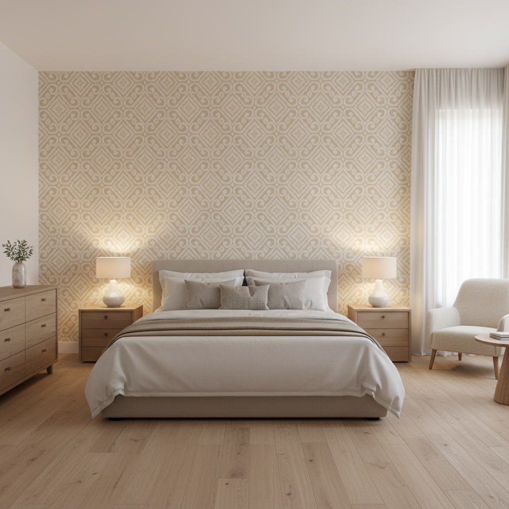 Prado Weave Pearl — Bedroom Room Setting