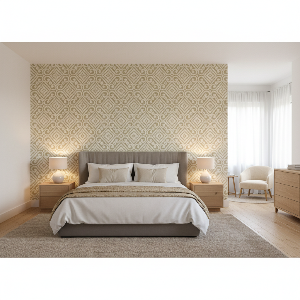 Prado Weave Moss — Bedroom Room Setting