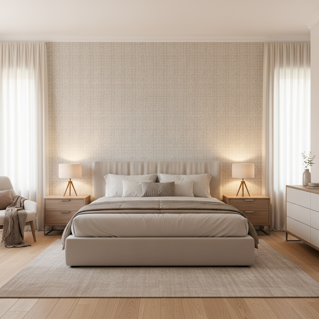 Alfaro Weave Sky — Bedroom Room Setting