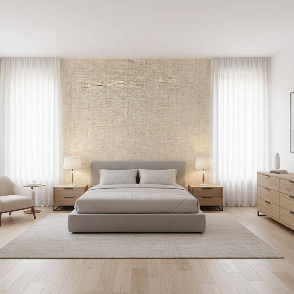 Alfaro Weave Sand — Bedroom Room Setting