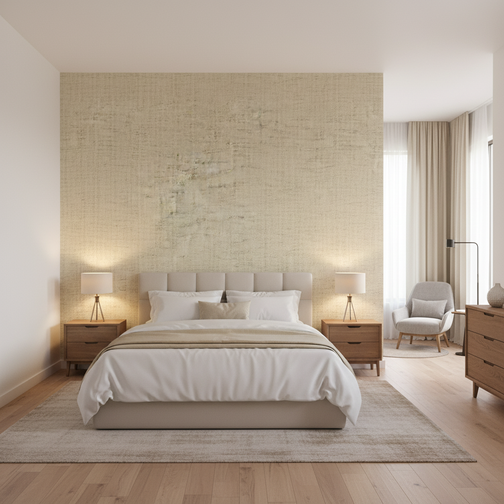 Alfaro Weave Moss — Bedroom Room Setting
