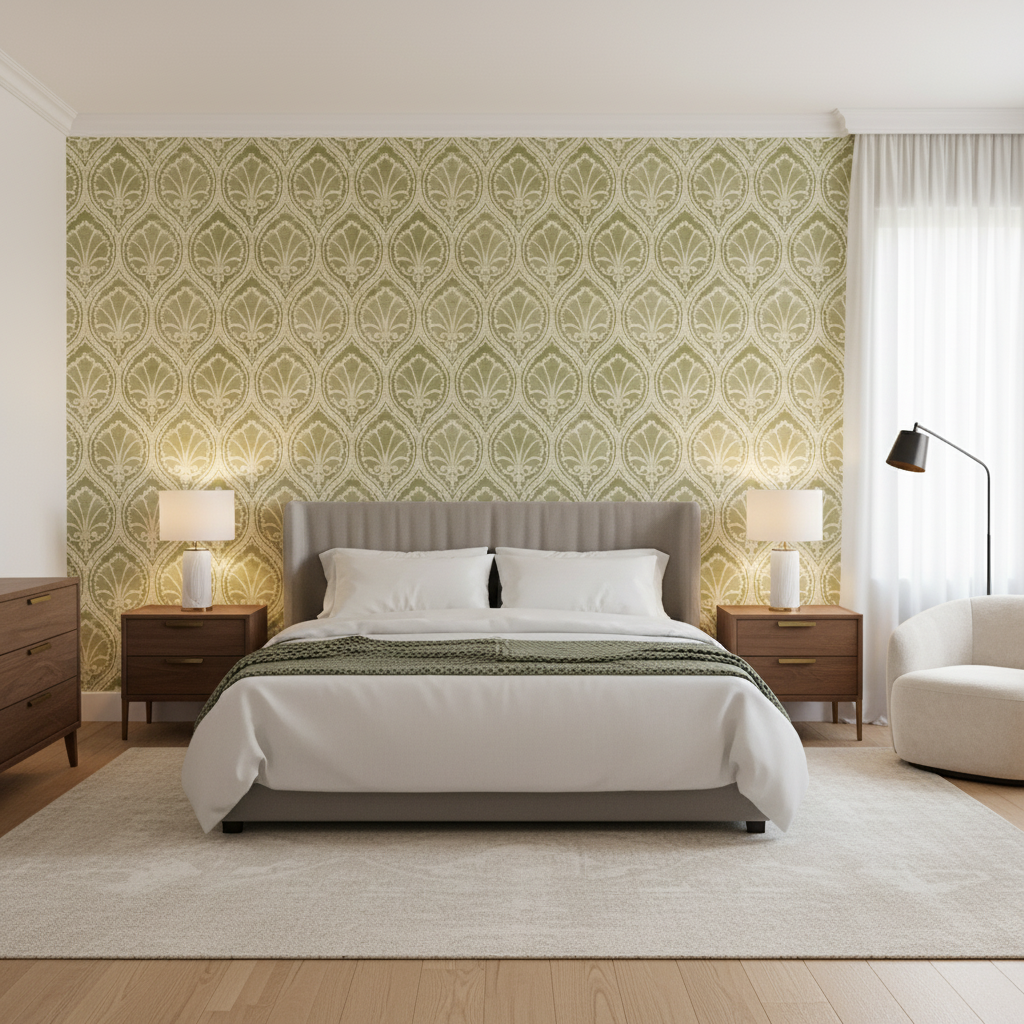 Seville Weave Celadon/Moss — Bedroom Room Setting