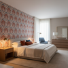 Seville Weave Denim/Brick — Bedroom Room Setting