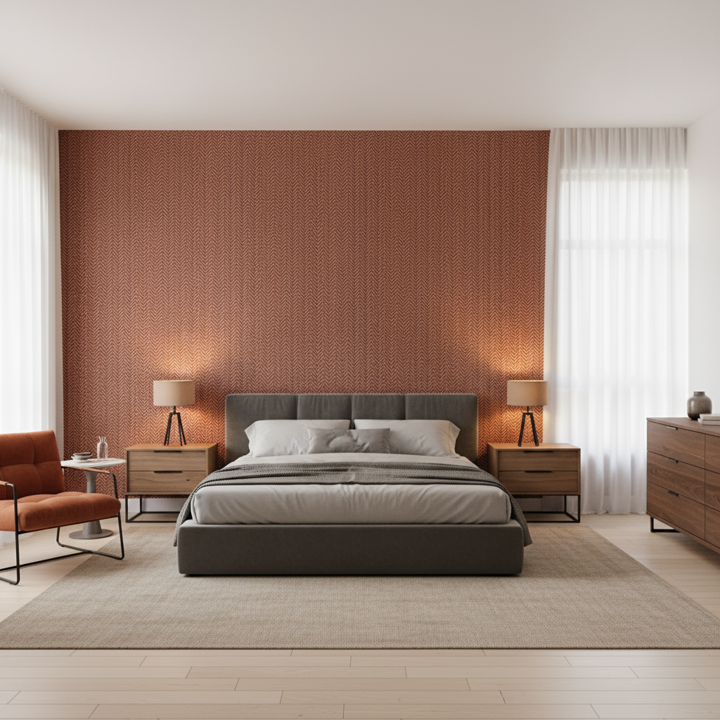 Leon Weave Brick — Bedroom Room Setting