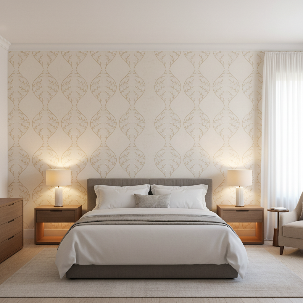 Lillie Embroidery Ivory — Bedroom Room Setting