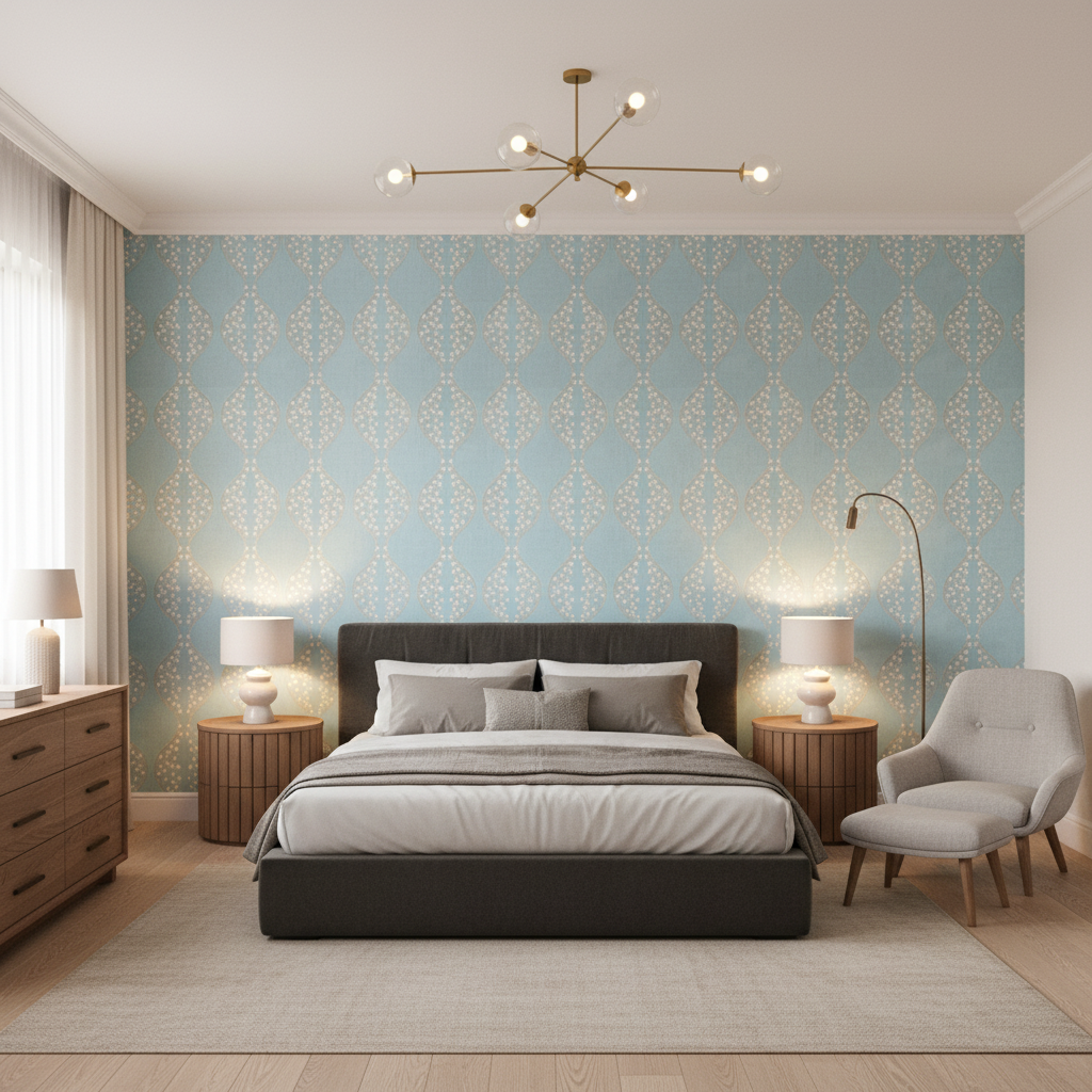 Lillie Embroidery light blue — Bedroom Room Setting