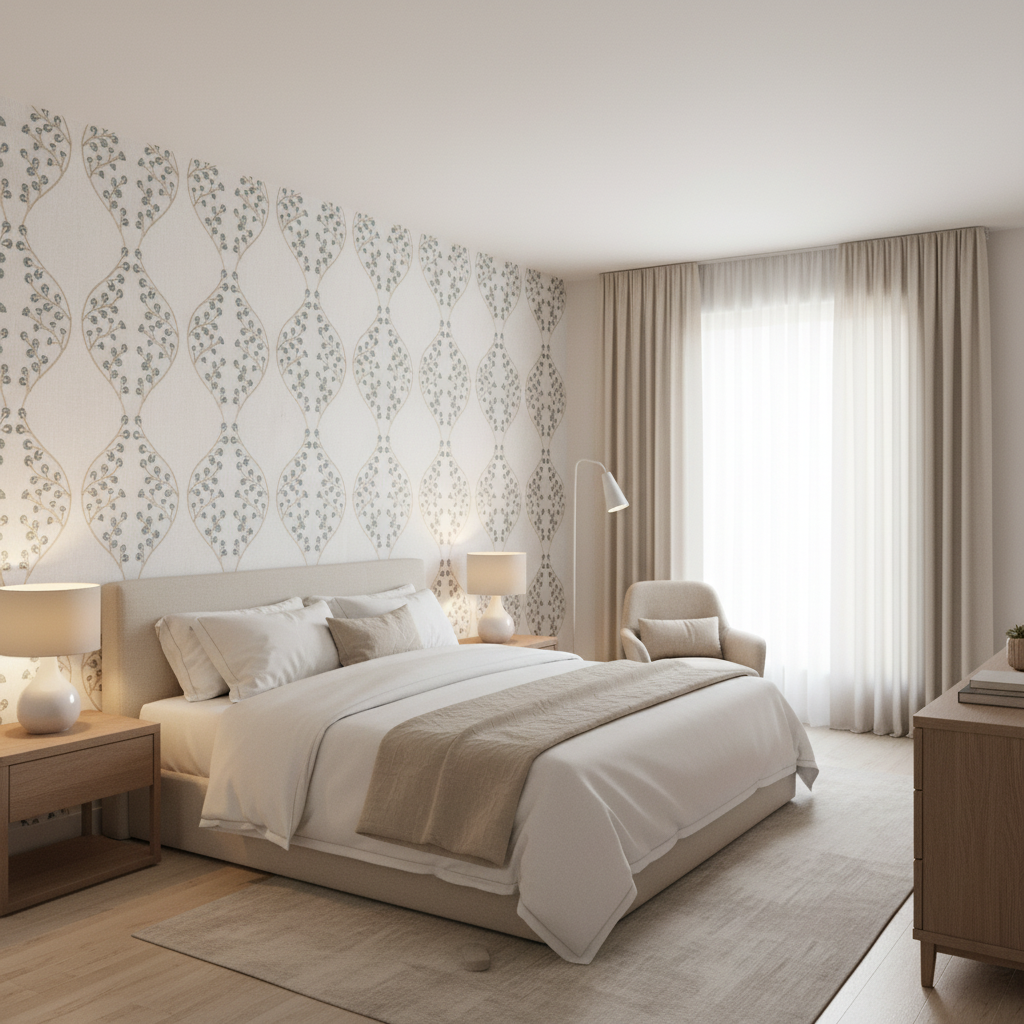 Lillie Sheer ivory — Bedroom Room Setting