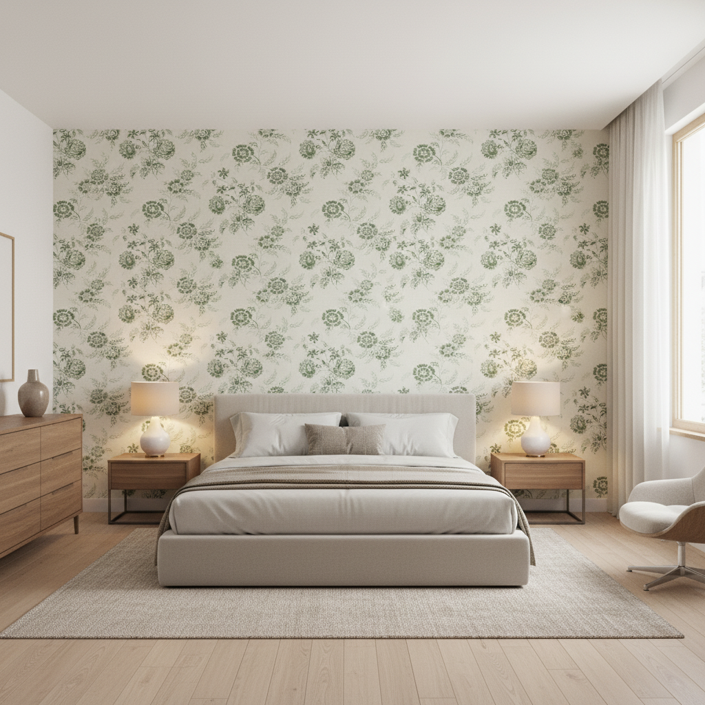 Boutique Floral Celery — Bedroom Room Setting