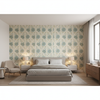 Calico Vine Green Blue — Bedroom Room Setting