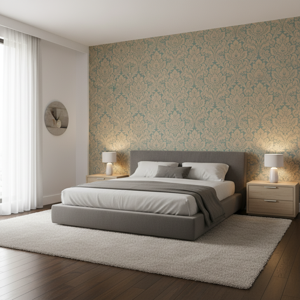 Acanthus Damask - Blue Blue By Lee Jofa | Oscar De La Renta Iv | Damask Multipurpose - Bedroom Room Setting