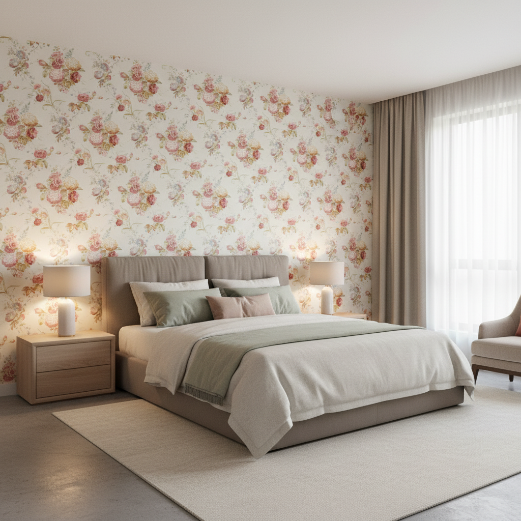 Adelyn Handblock - Rose Multi By Lee Jofa | Lj Showroom Only 2018 | Botanical & Floral Multipurpose Print - Bedroom Room Setting