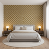 Allonby Weave - Fawn Gold By Lee Jofa | Linford Weaves |Plaid / Check Tone On Tone Upholstery Chenille - Bedroom Room Setting