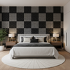 Allonby Weave - Jet Black By Lee Jofa | Linford Weaves |Plaid / Check Tone On Tone Upholstery Chenille - Bedroom Room Setting