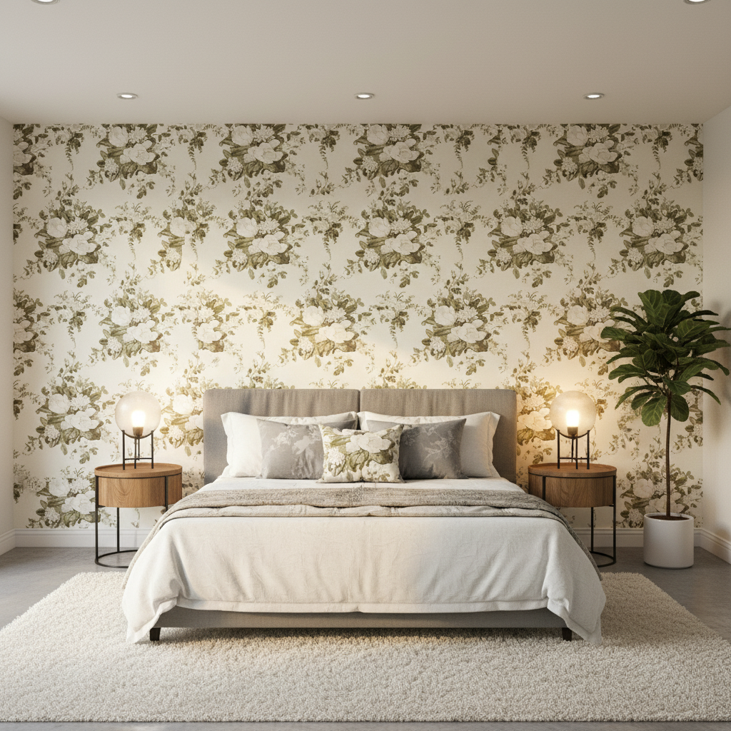 Aurora - Green Green By Lee Jofa | Paolo Moschino Fabrics |Botanical & Floral  Multipurpose Print - Bedroom Room Setting