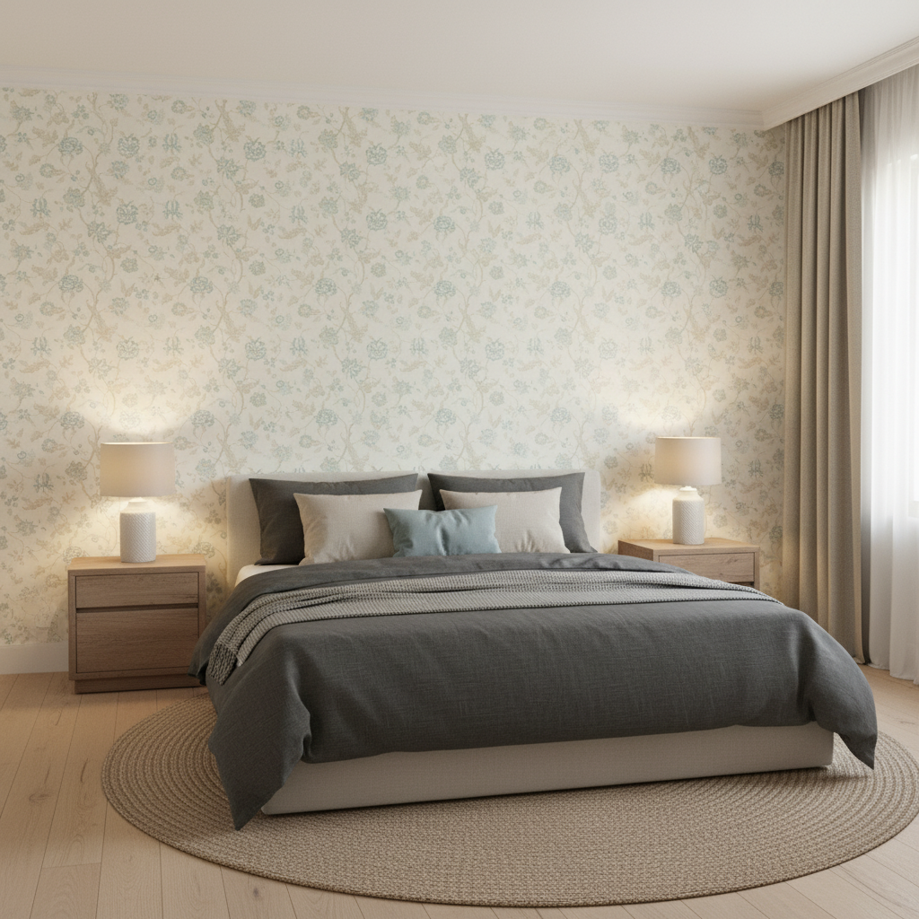 Avignon Print - Aqua/Sage Multi By Lee Jofa | Suzanne Kasler The Riviera Collection |Botanical & Floral  Multipurpose Print - Bedroom Room Setting