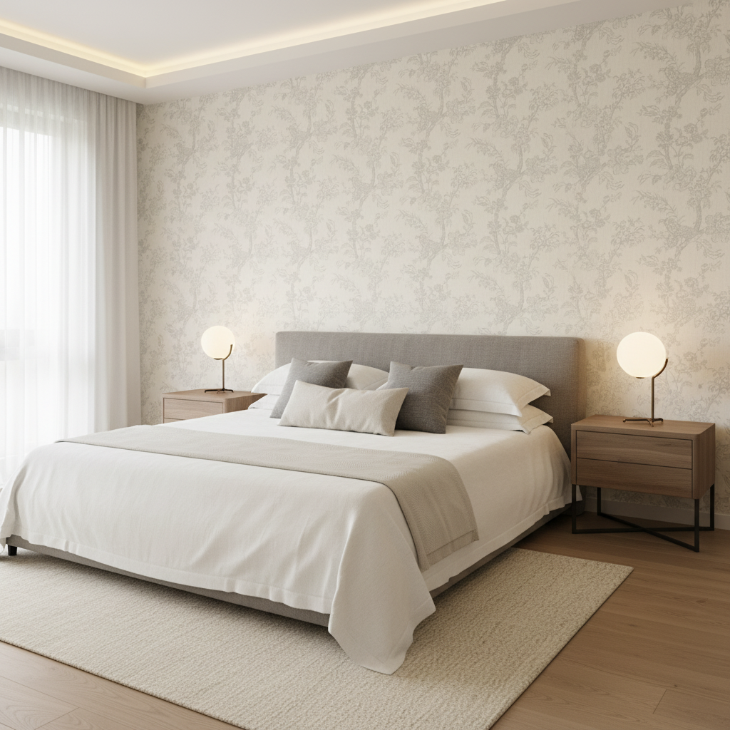 Beijing Blossom - Sky Light Blue By Lee Jofa | Paolo Moschino Fabrics |Botanical & Floral  Multipurpose Print - Bedroom Room Setting