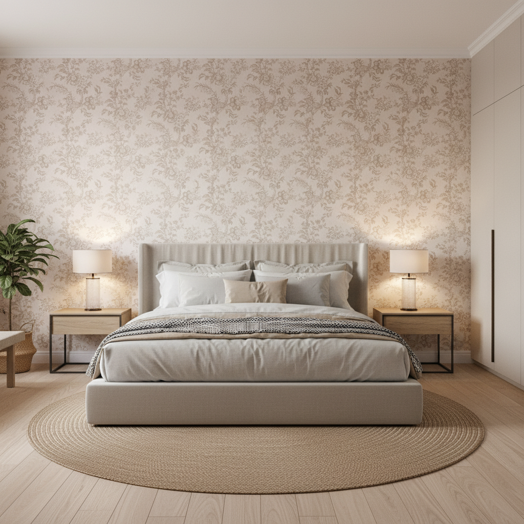 Beijing Blossom - Taupe Taupe By Lee Jofa | Paolo Moschino Fabrics |Botanical & Floral  Multipurpose Print - Bedroom Room Setting