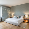 Blyth Weave - Mist Turquoise By Lee Jofa | Linford Weaves |Herringbone/Tweed  Upholstery Chenille - Bedroom Room Setting