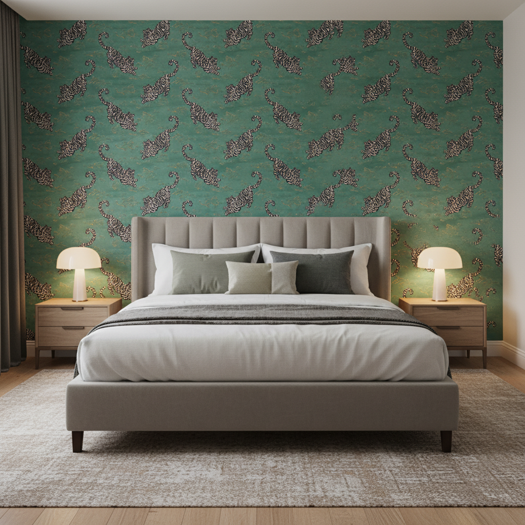 Bongol Velvet - Jade Green By Lee Jofa | Mindoro | Animal/Insects Upholstery Velvet - Bedroom Room Setting