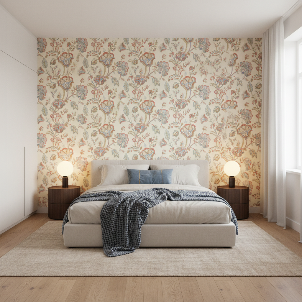 Bradford Emb - Petal/Capri Multi By Lee Jofa | Westport | Botanical & Floral Multipurpose Embroidery - Bedroom Room Setting