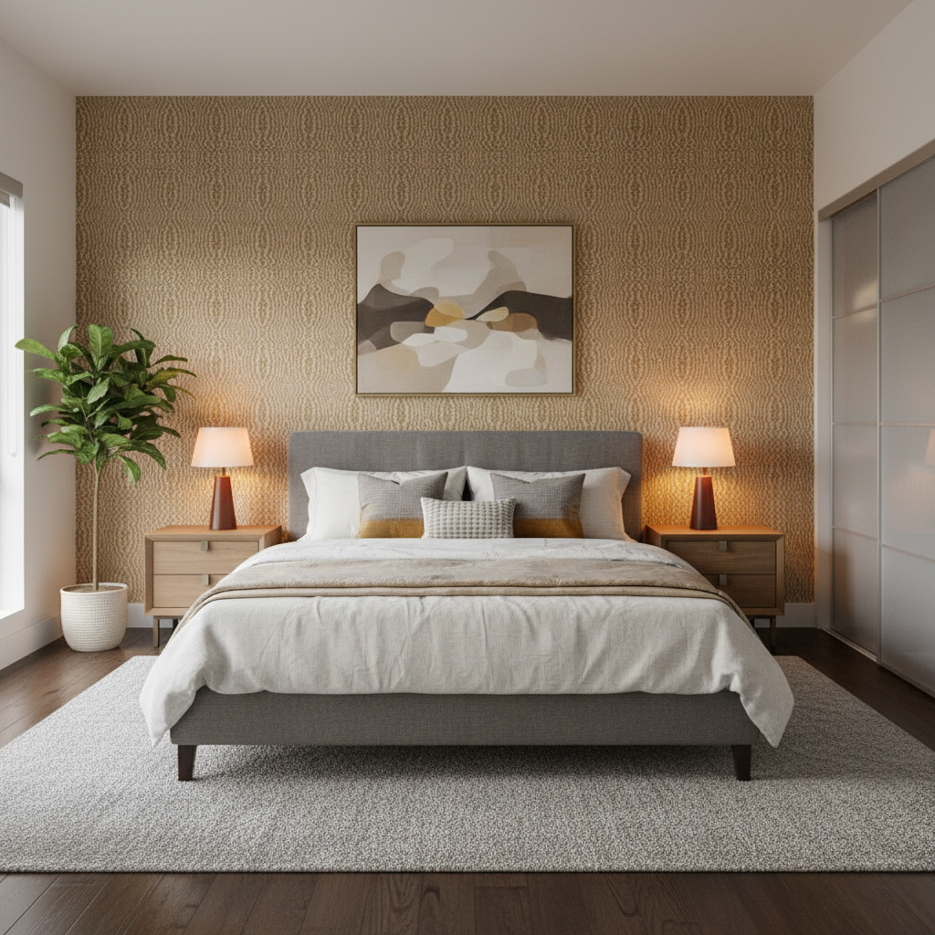 Callow Velvet - Stone Beige By Lee Jofa | Harlington Velvets | Modern Upholstery Velvet - Bedroom Room Setting