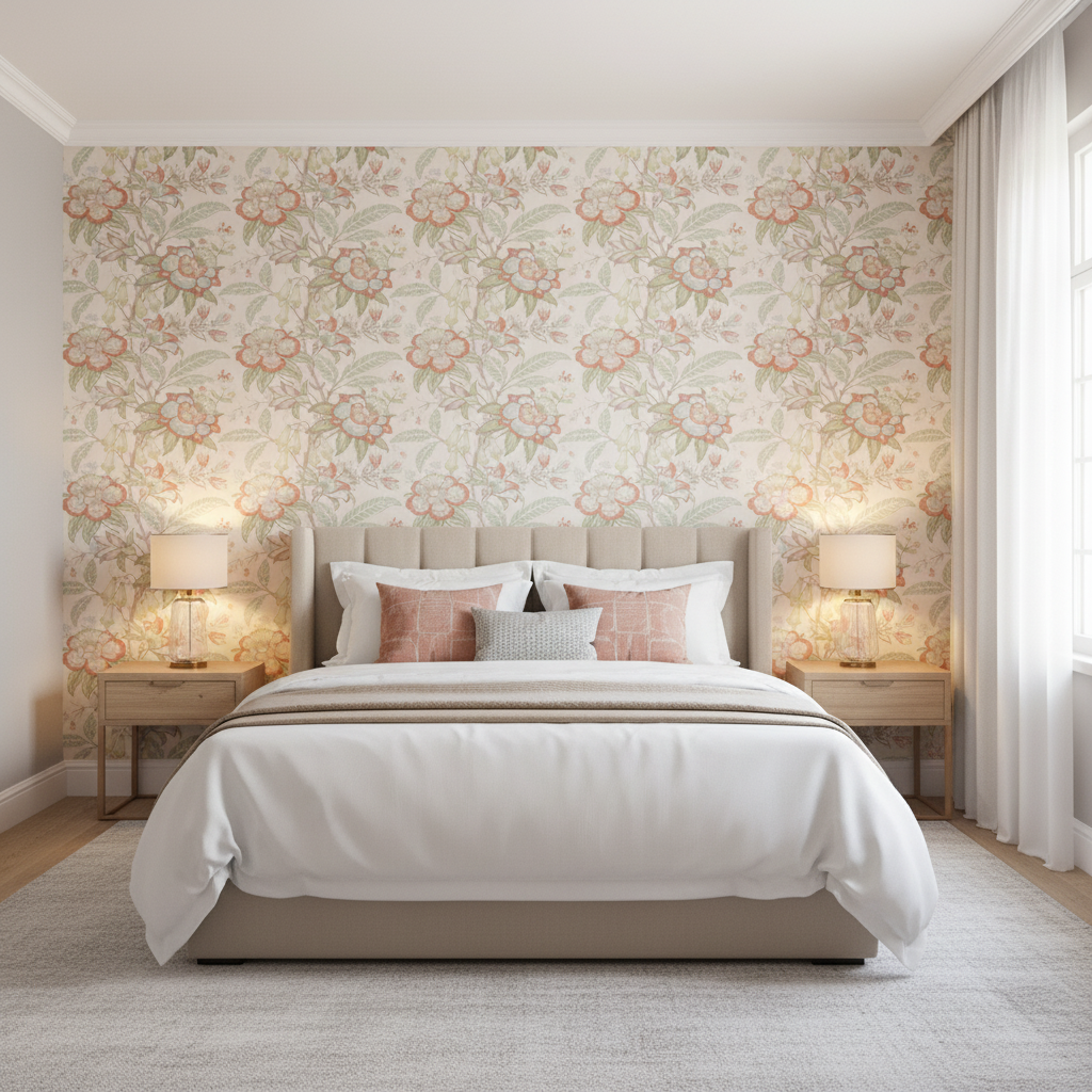 Davenport Print - Coral Orange By Lee Jofa | Garden Walk |Botanical & Floral  Multipurpose Print - Bedroom Room Setting