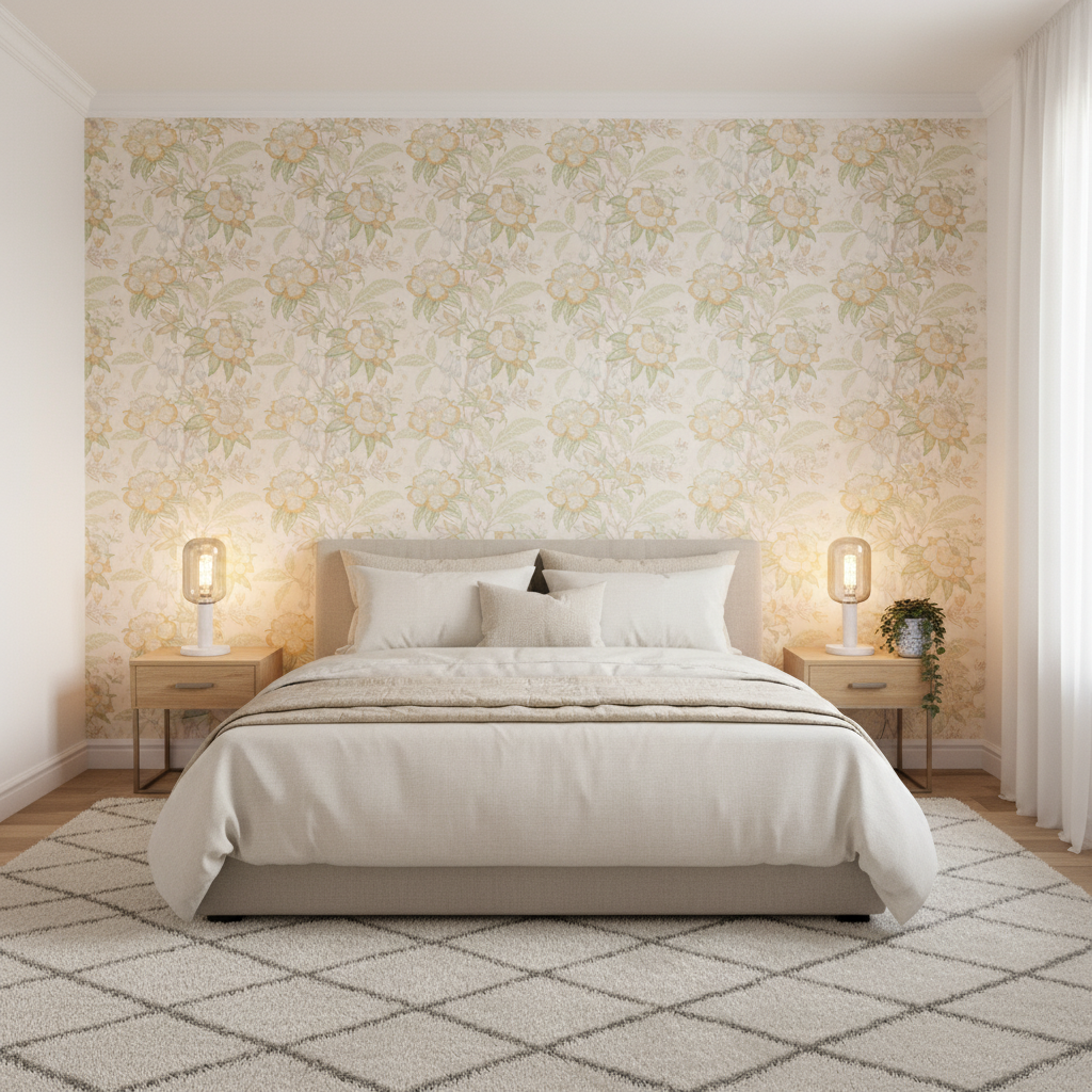 Davenport Print - Golden Gold By Lee Jofa | Garden Walk |Botanical & Floral  Multipurpose Print - Bedroom Room Setting