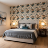 De La Tour - Blu/Brow/Ecru Multi By Lee Jofa | Paolo Moschino Fabrics |Botanical & Floral  Multipurpose Print - Bedroom Room Setting