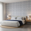 Drayton Print - Indigo Blue By Lee Jofa | Clare Prints |Global Geometric Multipurpose Print - Bedroom Room Setting