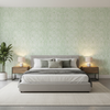Drayton Print - Moss Green By Lee Jofa | Avondale |Global Geometric Multipurpose Print - Bedroom Room Setting