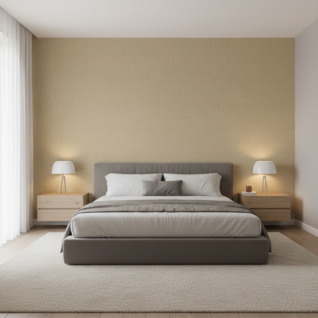 Dublin Linen -  Granite Taupe By Lee Jofa | Colour Library Vii |Solid Texture Multipurpose - Bedroom Room Setting