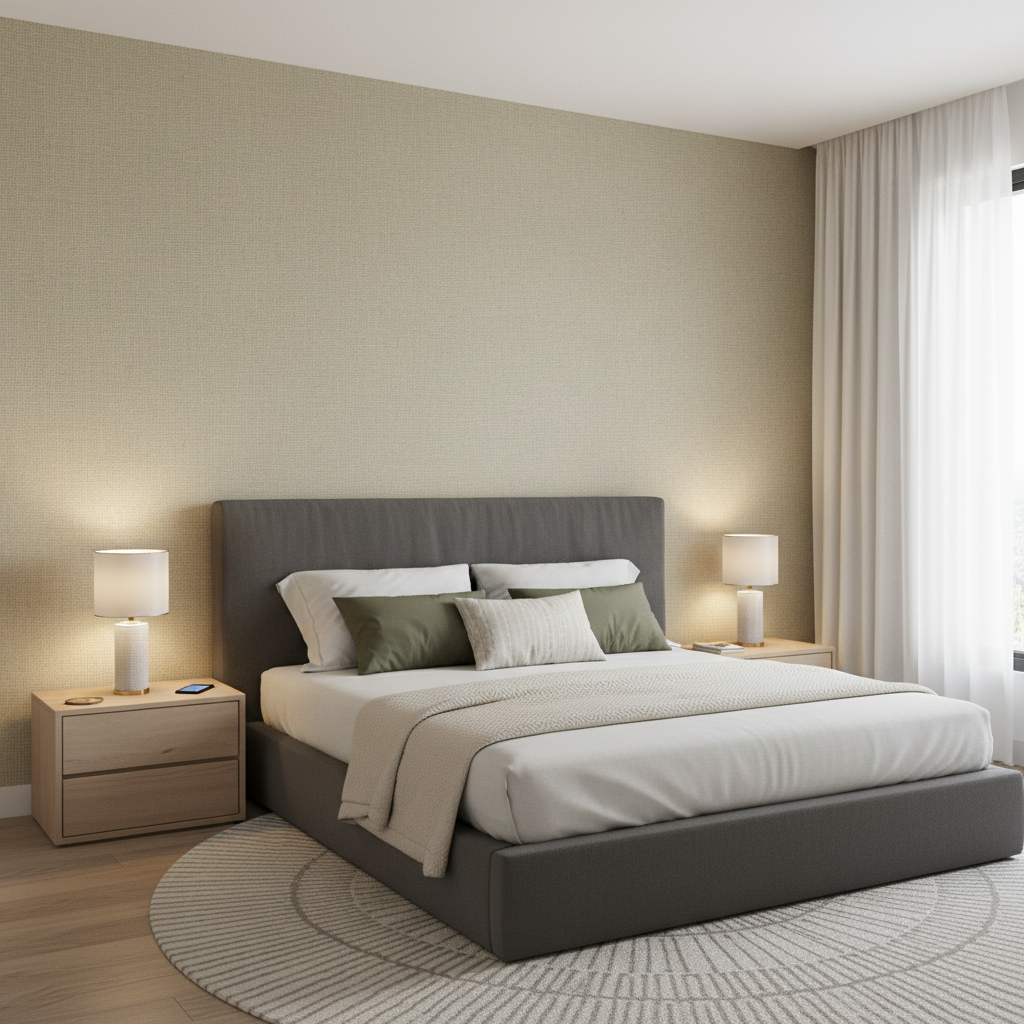 Dublin Linen -  Steel Grey By Lee Jofa | Colour Library Vii |Solid Texture Multipurpose - Bedroom Room Setting
